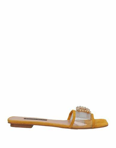 Manila Grace Woman Sandals Ocher Soft Leather, PVC - Polyvinyl chloride Cover