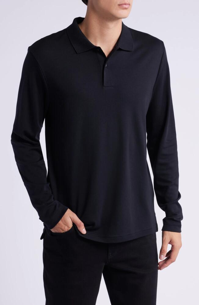 Nordstrom Pima Cotton Long Sleeve Polo in Black Cover