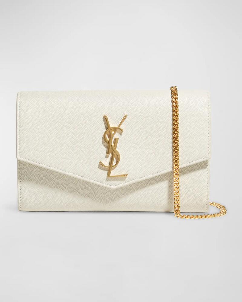 Saint Laurent Uptown YSL Wallet on Chain in Grained Leather Cover