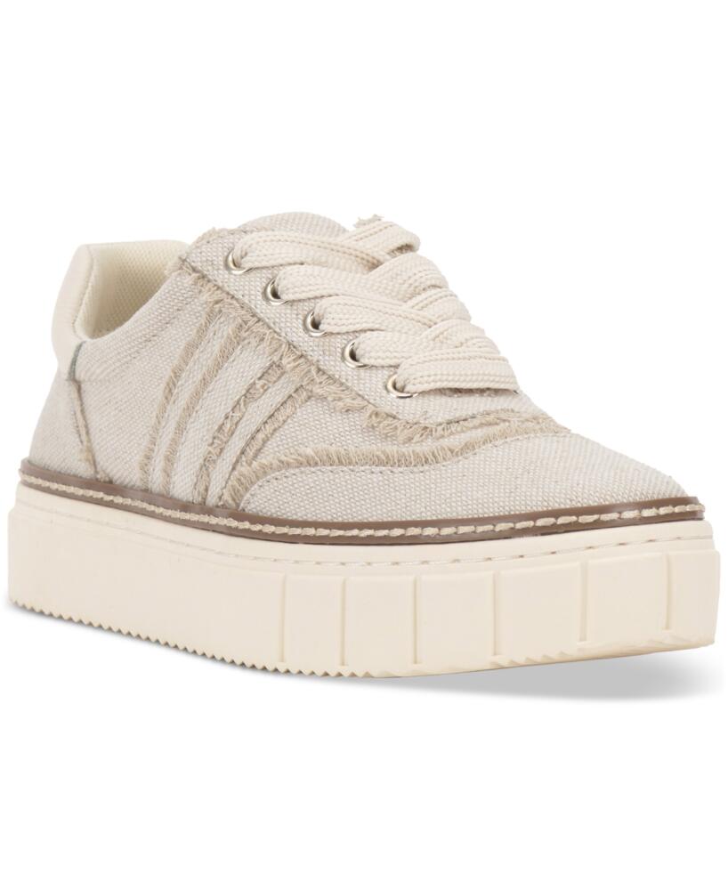 Vince Camuto Reilly Distressed Platform Sneakers - Stone Khaki Textile Cover