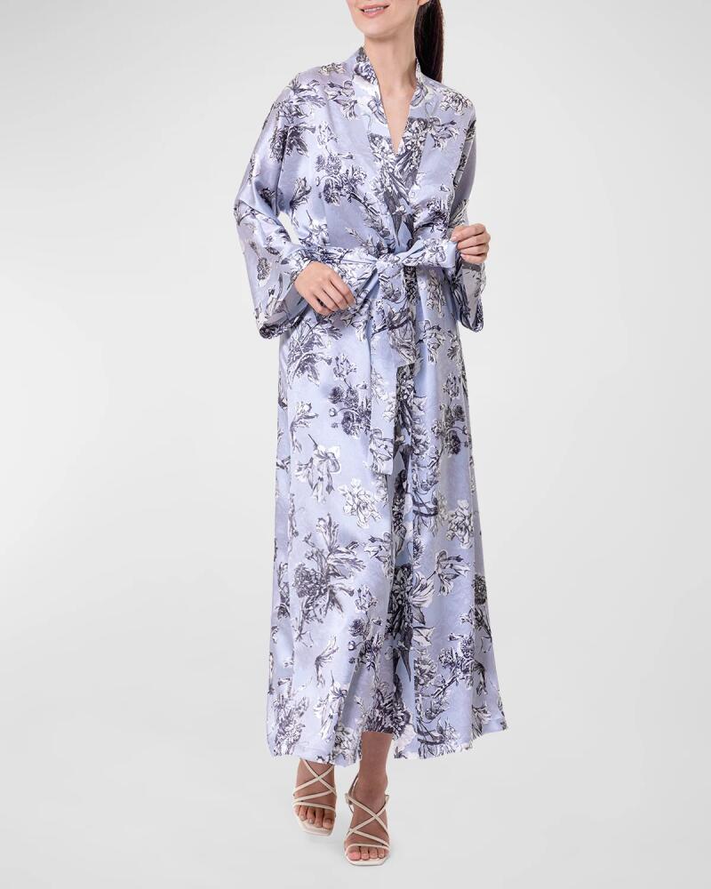 Christine Lingerie Toile Jardin Floral-Print Charmeuse Robe Cover