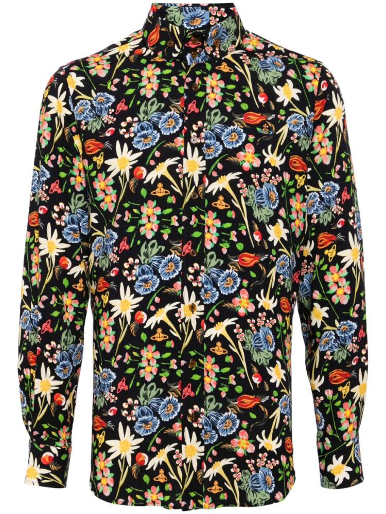 Vivienne Westwood embroidered-Orb floral-print shirt - Black Cover