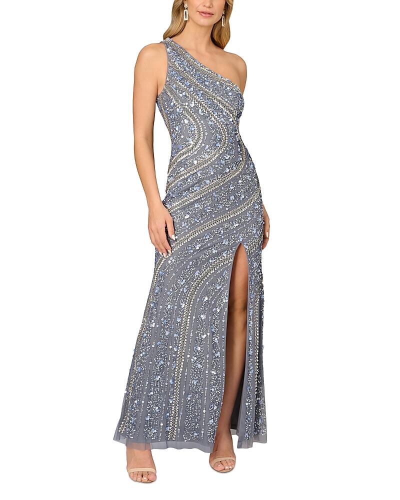 Aidan Mattox Beaded One Shoulder Gown Cover