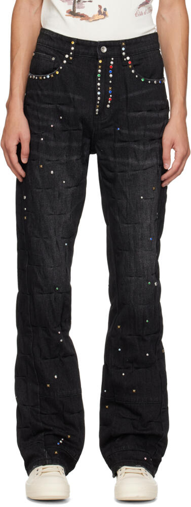 Who Decides War SSENSE Exclusive Black Stud Cinched Jeans Cover