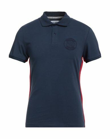 Bikkembergs Man Polo shirt Midnight blue Cotton, Elastane, Polyester Cover