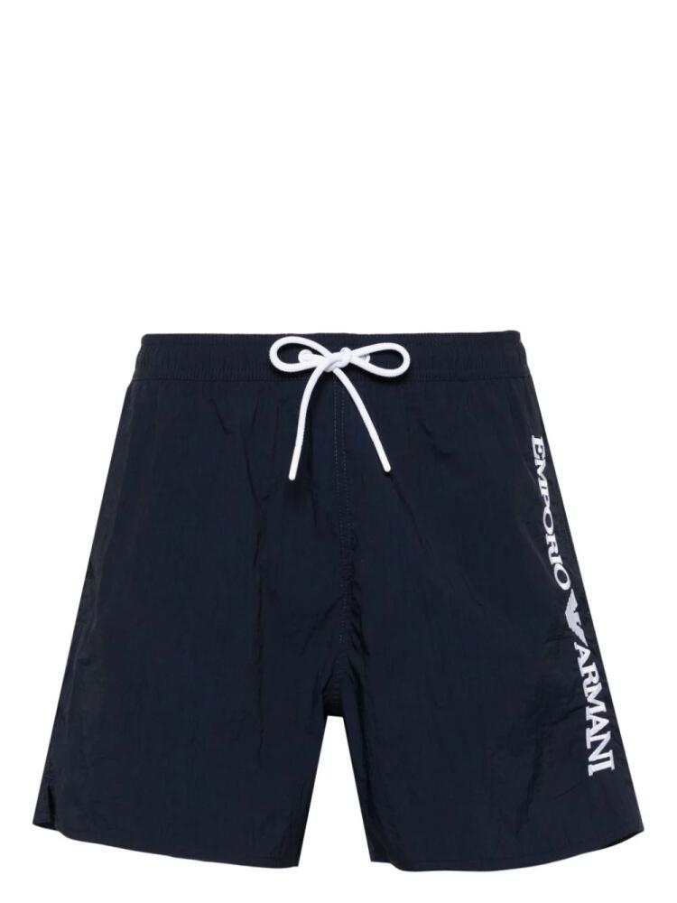 Emporio Armani logo-embroidered swim shorts - Blue Cover