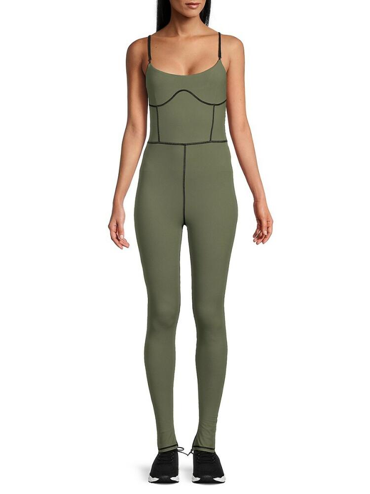 WeWoreWhat Women's Exposed Seam Jumpsuit - Army Green Cover