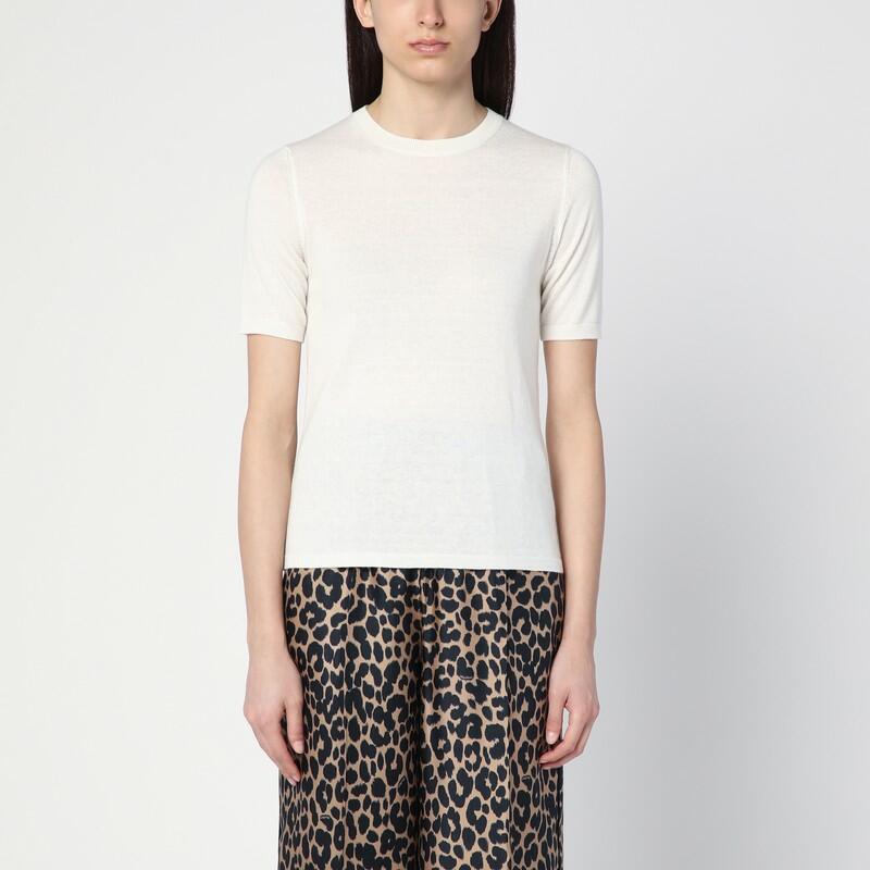 Max Mara White silk and cashmere crew-neck t-shirt Cover