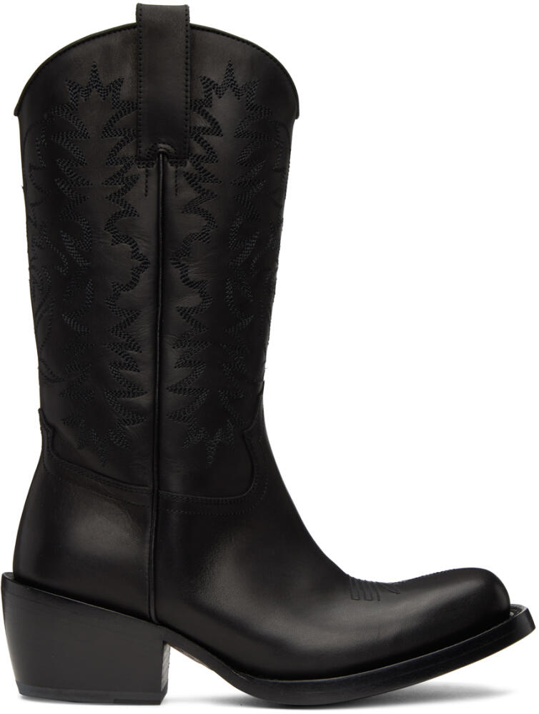 Dries Van Noten Black Leather Cowboy Boots Cover