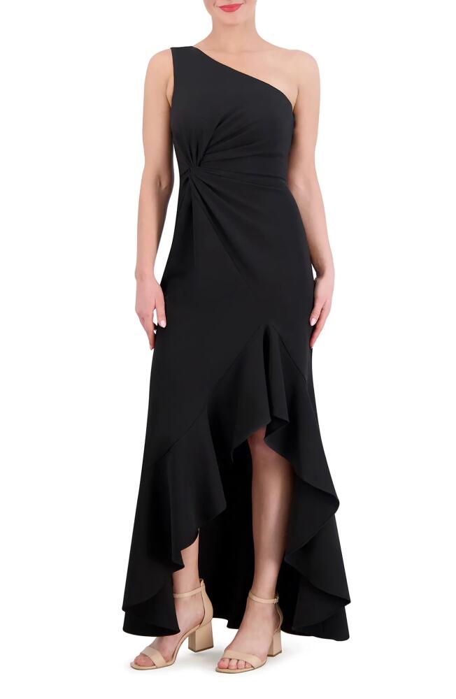 Vince Camuto Ruffle Detail One-Shoulder High-Low Gown in Black Cover