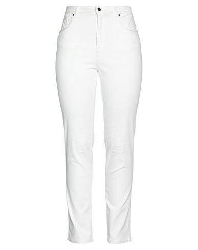 D. exterior Woman Pants White Cotton, Elastane Cover