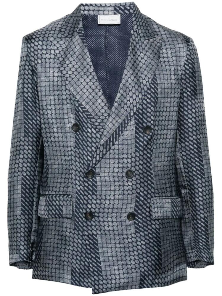 Pierre-Louis Mascia abstract-print silk blazer - Blue Cover