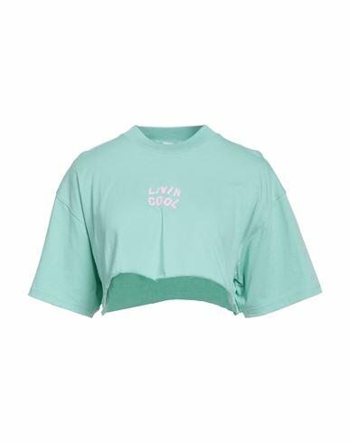 Livincool Woman T-shirt Light green Cotton Cover