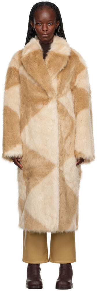 Stand Studio Beige Genevieve Faux-Fur Coat Cover