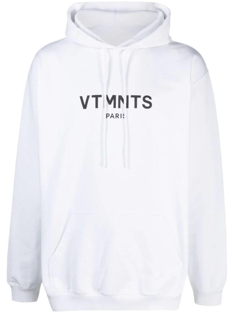 VTMNTS logo-print drawstring hoodie - White Cover