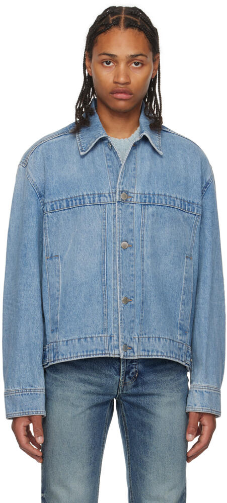 Solid Homme Blue Paneled Denim Jacket Cover