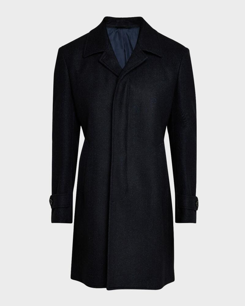 Neiman Marcus Men's Chevron Double-Face Overcoat Cover