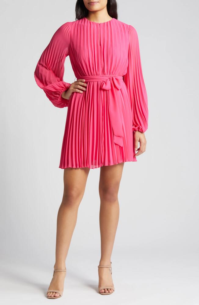 Sam Edelman Long Sleeve Pleated Georgette Dress in Pretty Pink Cover