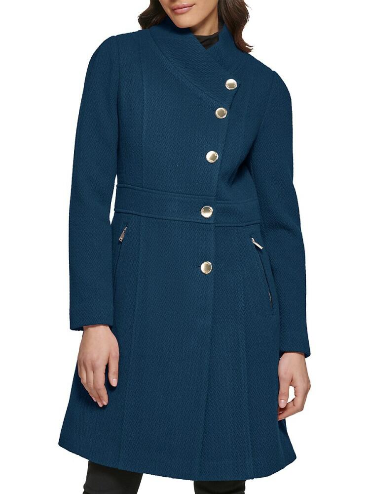 Guess Women's Textured Coat - Teal Cover