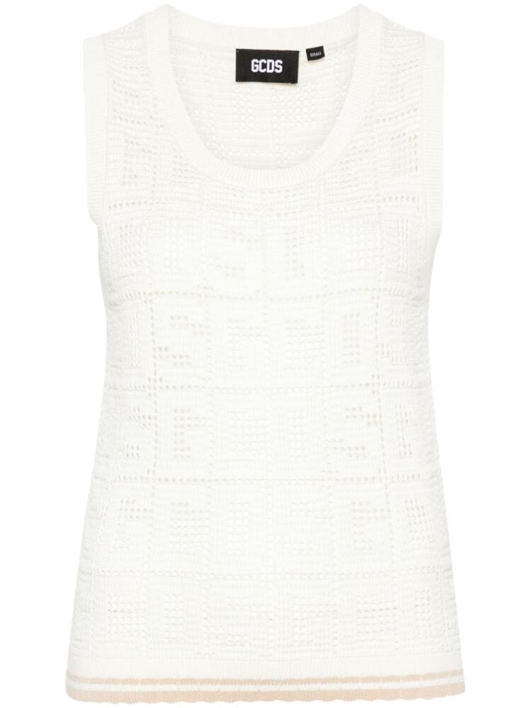 GCDS Monogram Macramé tank top - White Cover