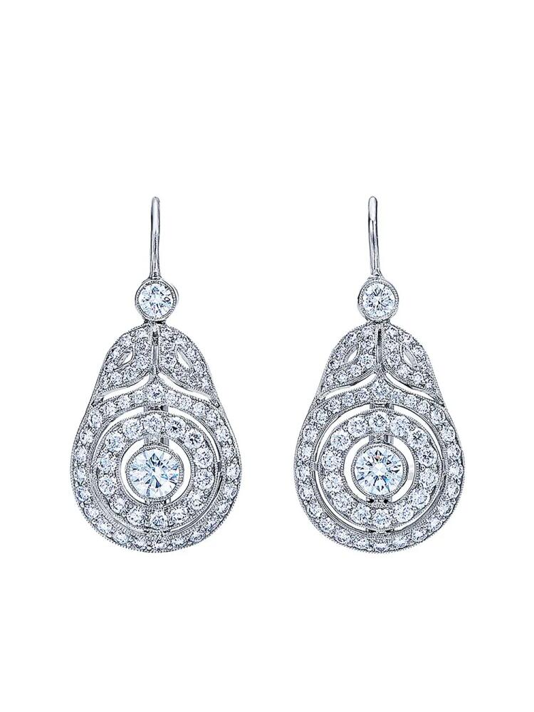 KWIAT 18kt white gold diamond Splendor Concentric drop earrings - Silver Cover