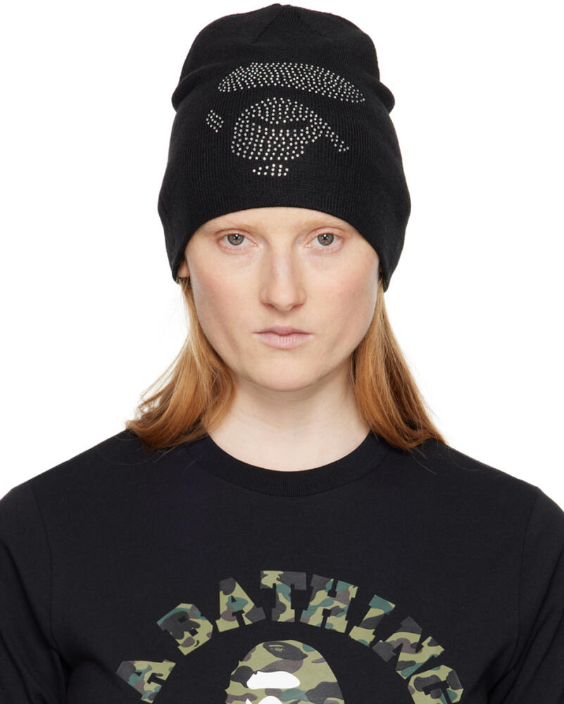 BAPE Black Knit Ape Face Stone Beanie Cover