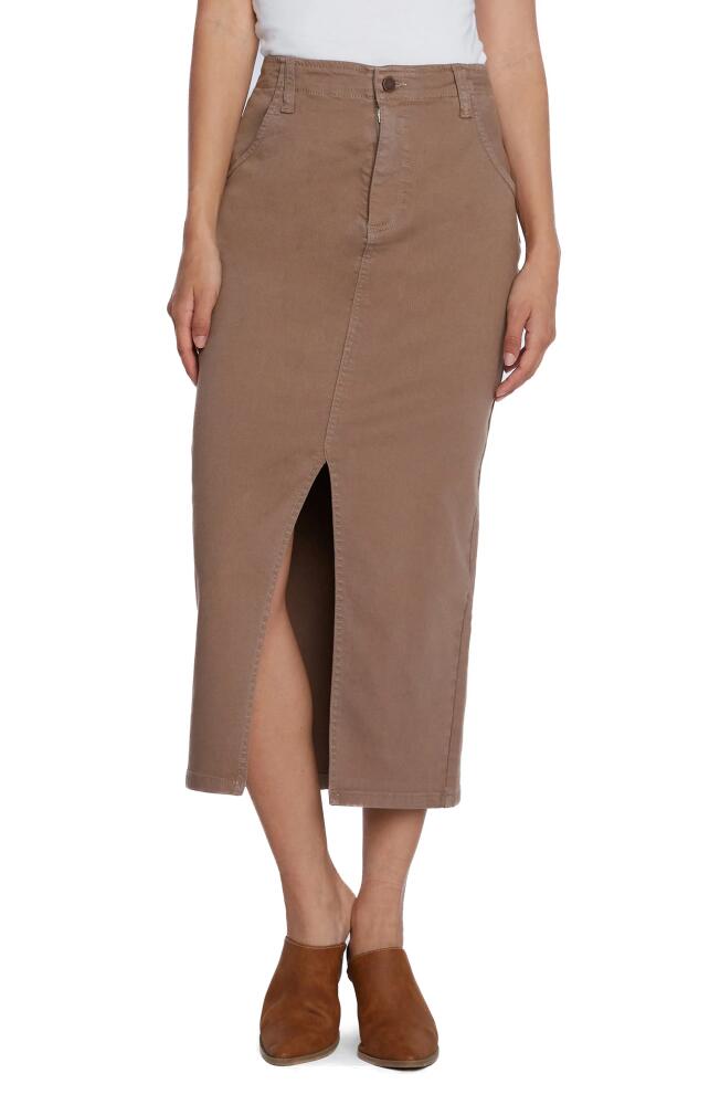 Wash Lab Denim Daily Slit Denim Midi Skirt in Khaki Cover