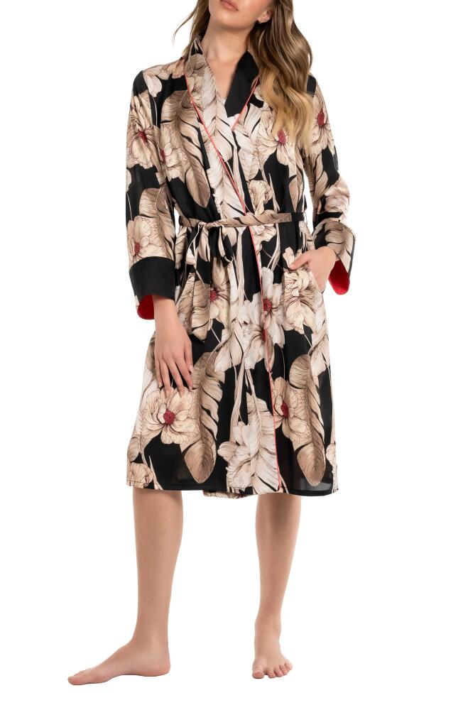 Midnight Bakery Floral Satin Wrap Robe in Summer Song/Black Cover