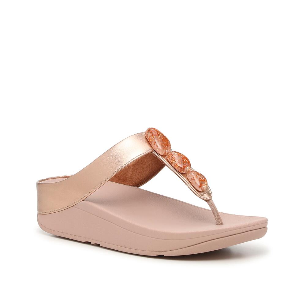 FitFlop Fino Wedge Sandal | Women's | Rose Gold Metallic Cover