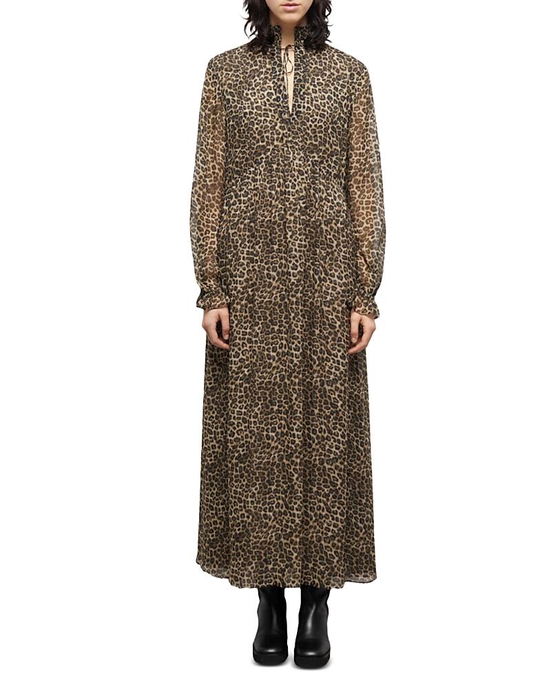 The Kooples Leopard Print Peasant Midi Dress Cover