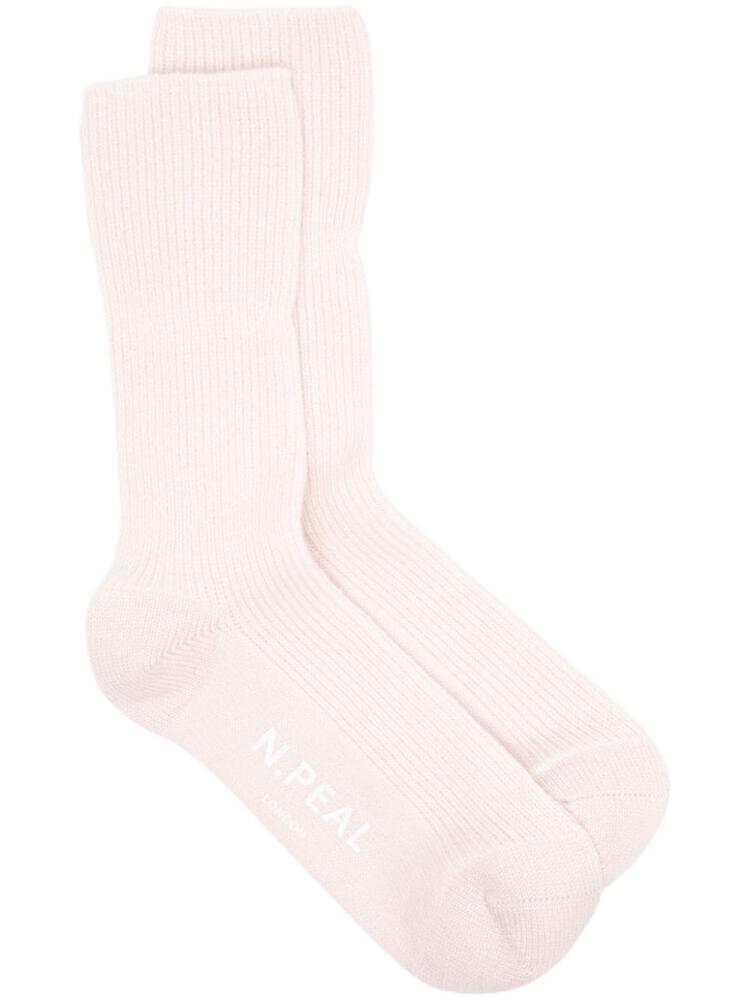 N.Peal Rib Bed Cashmere Sock - Pink Cover