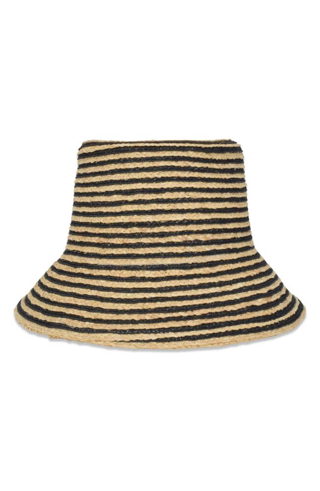 Gigi Burris Millinery Lulu Stripe Raffia & Hemp Packable Bucket Hat in Natural/Black Cover