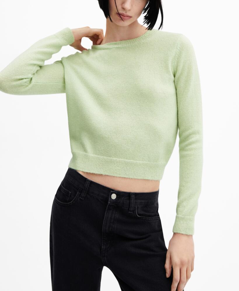 Mango Women's Round-Neck Knitted Sweater - Pastel Green Cover