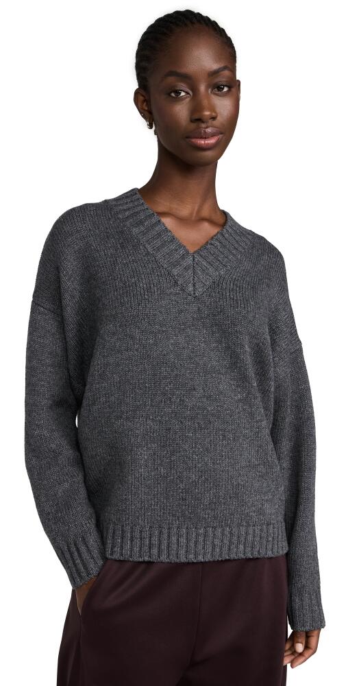 FRAME Chunky V Neck Sweater Charcoal Heather Cover