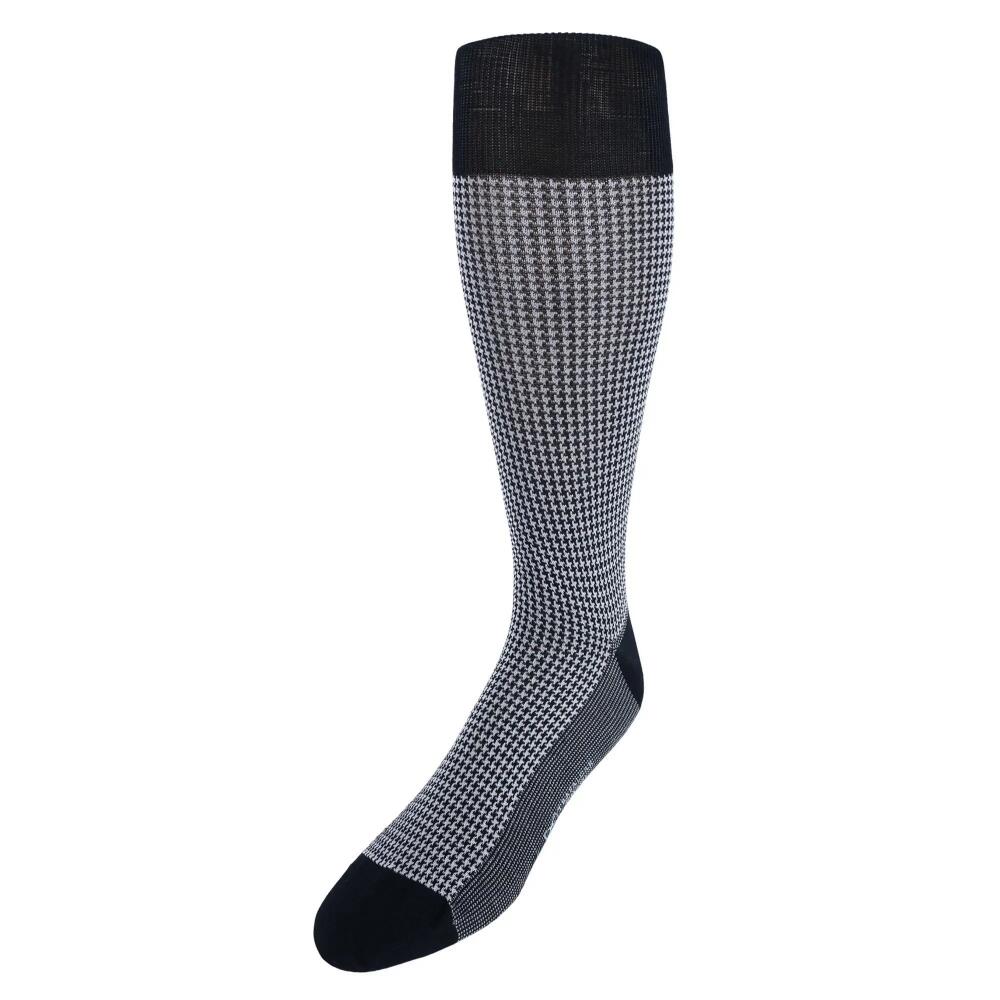 Trafalgar Doyle Houndstooth Design Mercerized Cotton Mid-Calf Socks in Black And Grey Cover