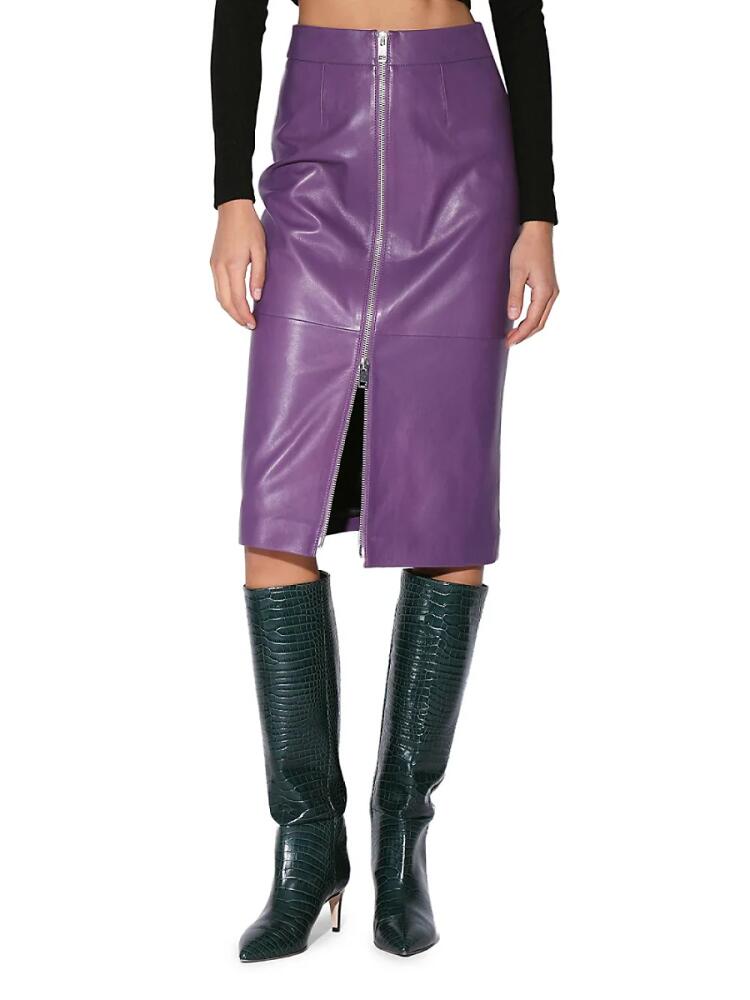 Walter Baker Women's Galette Midi Leather Skirt - Amethyst Cover