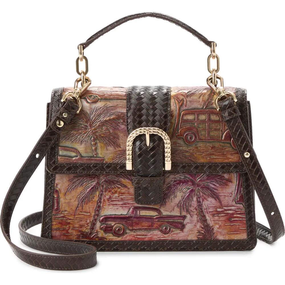 Brahmin Small Hallie Embossed Leather Top Handle Bag in Brown Multi Cover