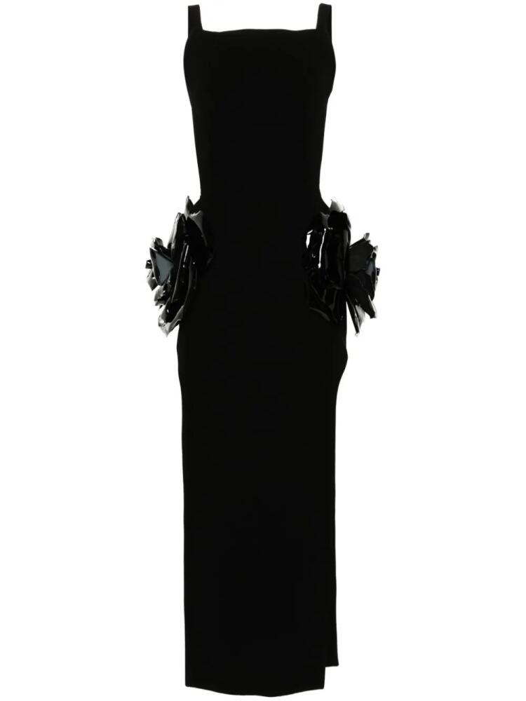 Isabel Sanchis floral-appliqué gown - Black Cover