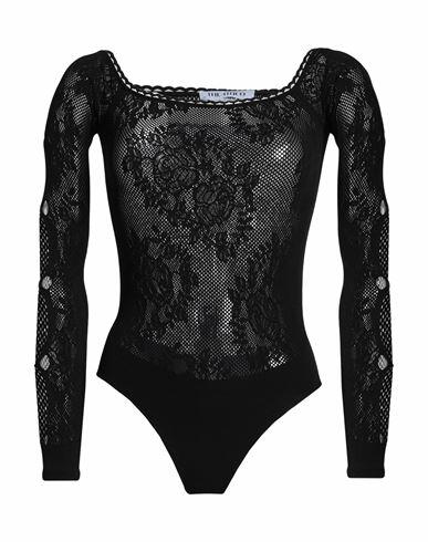 The Attico Woman Bodysuit Black Polyamide, Elastane Cover