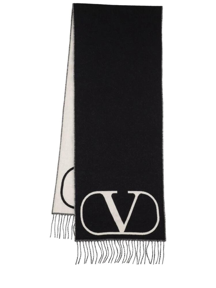 VALENTINO GARAVANI V Logo Intarsia Wool & Cashmere Scarf Cover