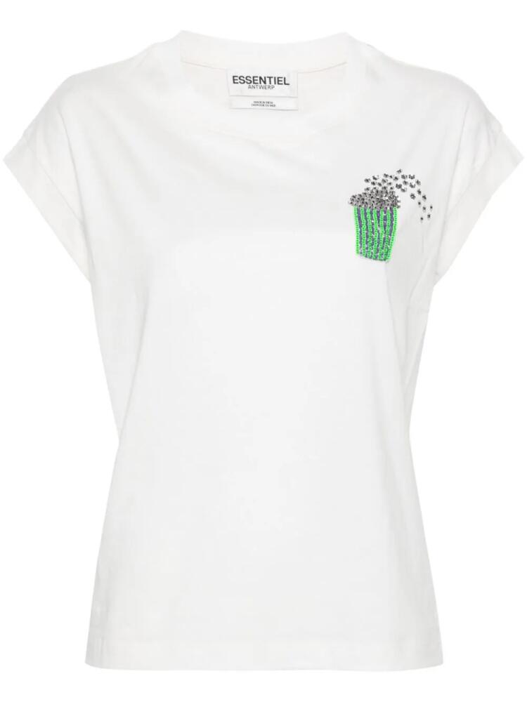 Essentiel Antwerp popcorn sequin-design T-shirt - White Cover