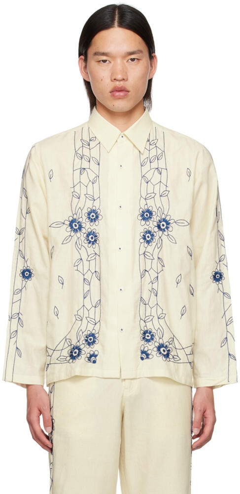 HARAGO Off-White Embroidered Shirt Cover