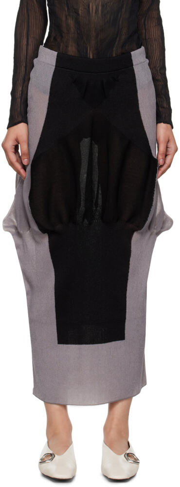 ISSEY MIYAKE Gray & Black Shaped Nude Maxi Skirt Cover