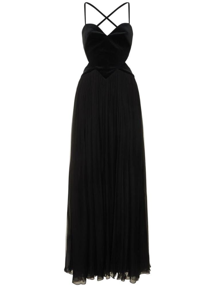 ZUHAIR MURAD Heart-shaped Velvet & Chiffon Maxi Dress Cover