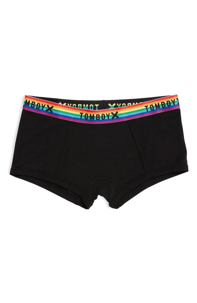 TomboyX Stretch Modal Boyshorts in Modal Black Rainbow Cover