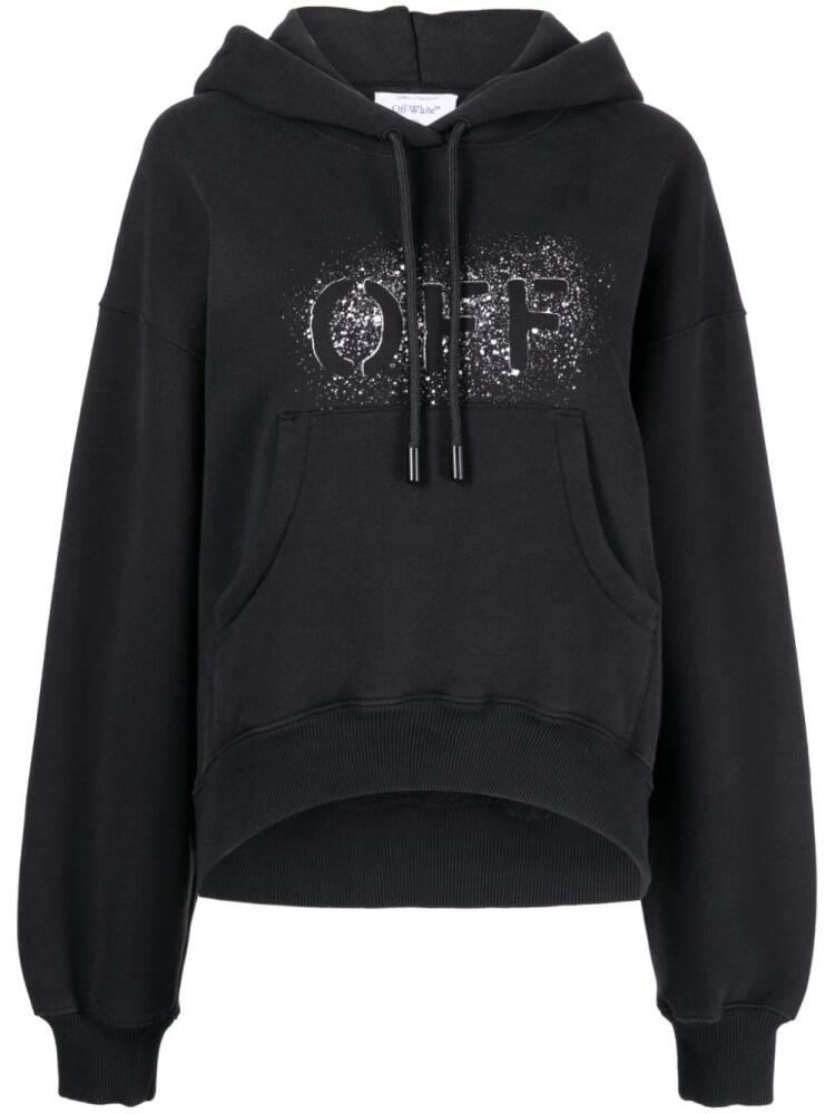 Off-White spray-paint logo cotton hoodie - Black Cover