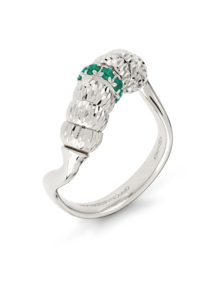 Officina Bernardi 18kt white gold Enigma emerald ring - Silver Cover