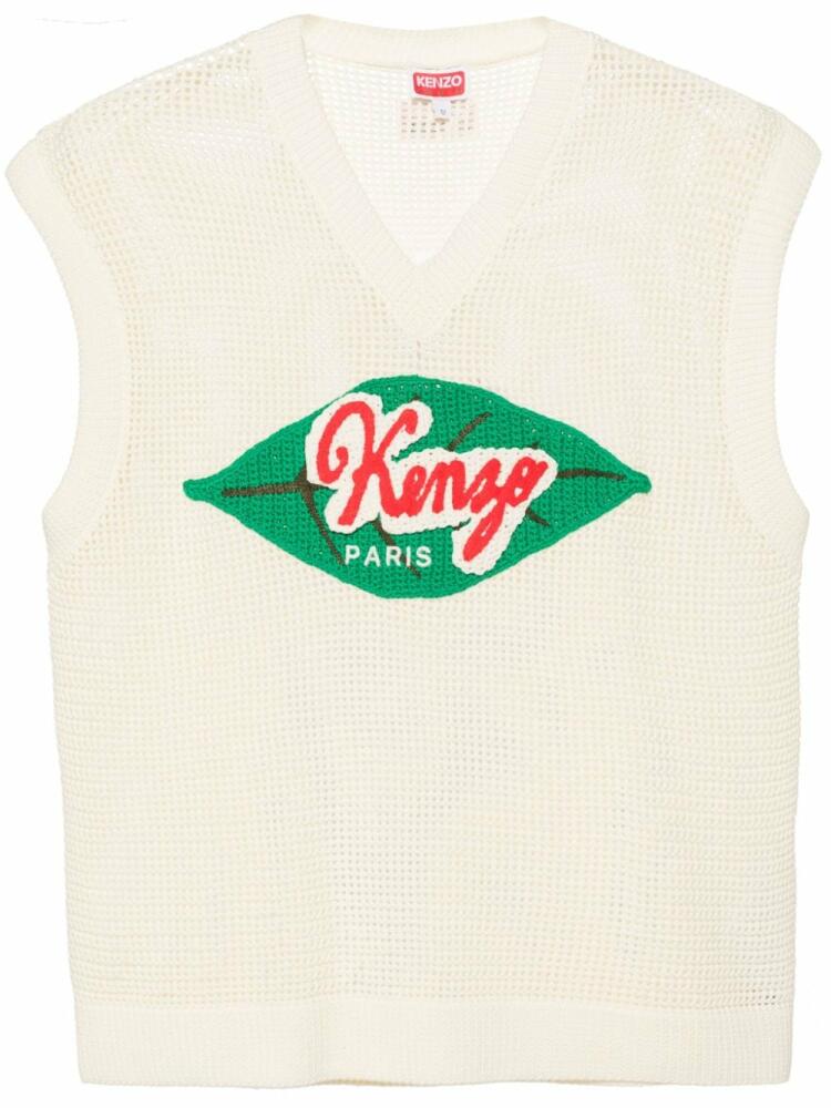 Kenzo logo-appliqué cotton vest - Neutrals Cover