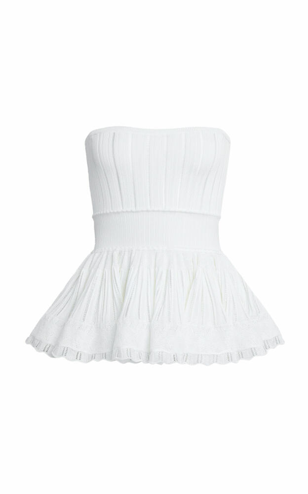 ALAA - Strapless Knit Peplum Top - White Cover