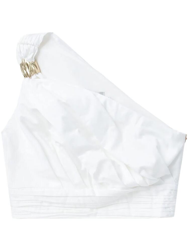 Aje Clarity one-shoulder crop top - White Cover